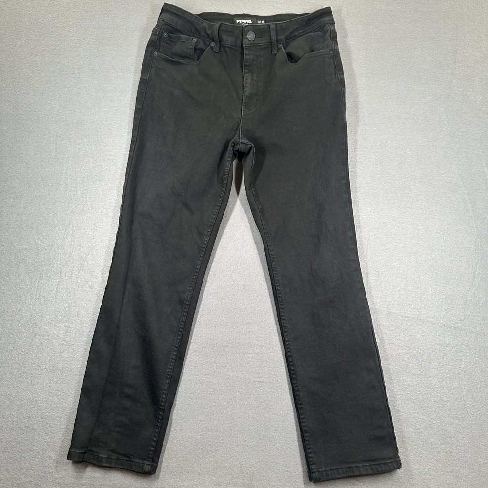 RSQ Jeans Mens 32x30 Black Denim Stretch Low Rise 5-Pockets Slim Straight Leg